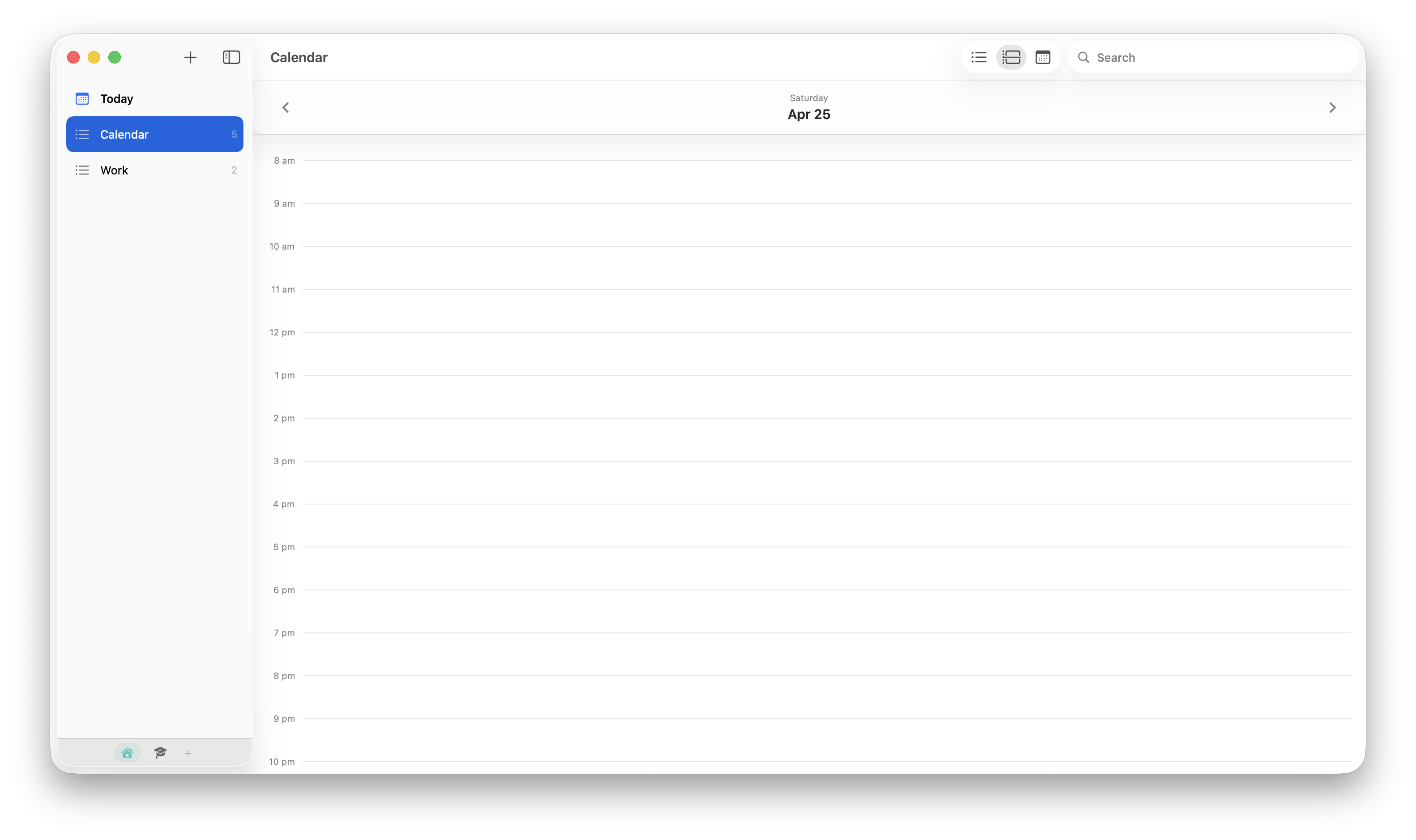 Lists, Calendar view