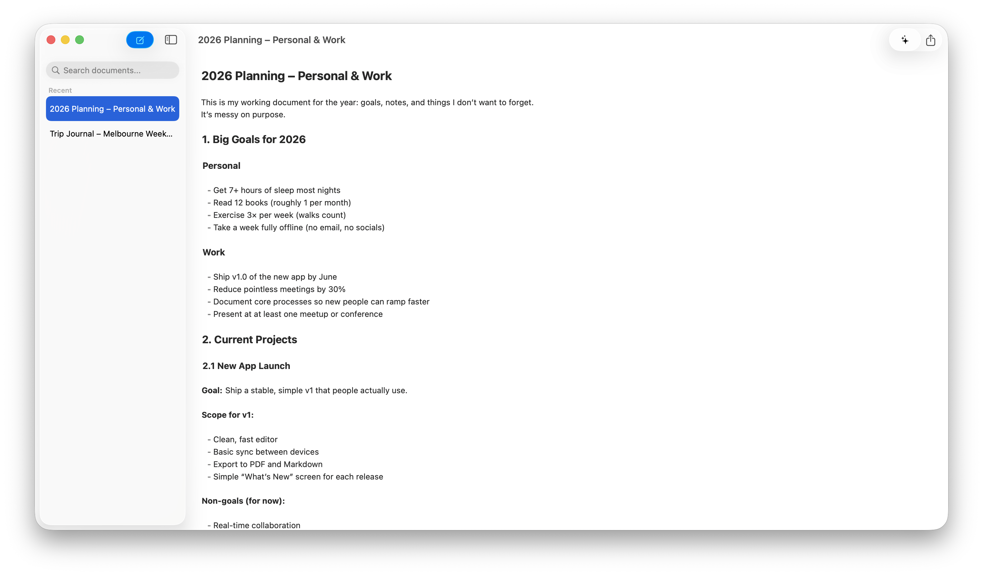 Scribe documents - Organize your notes and planning