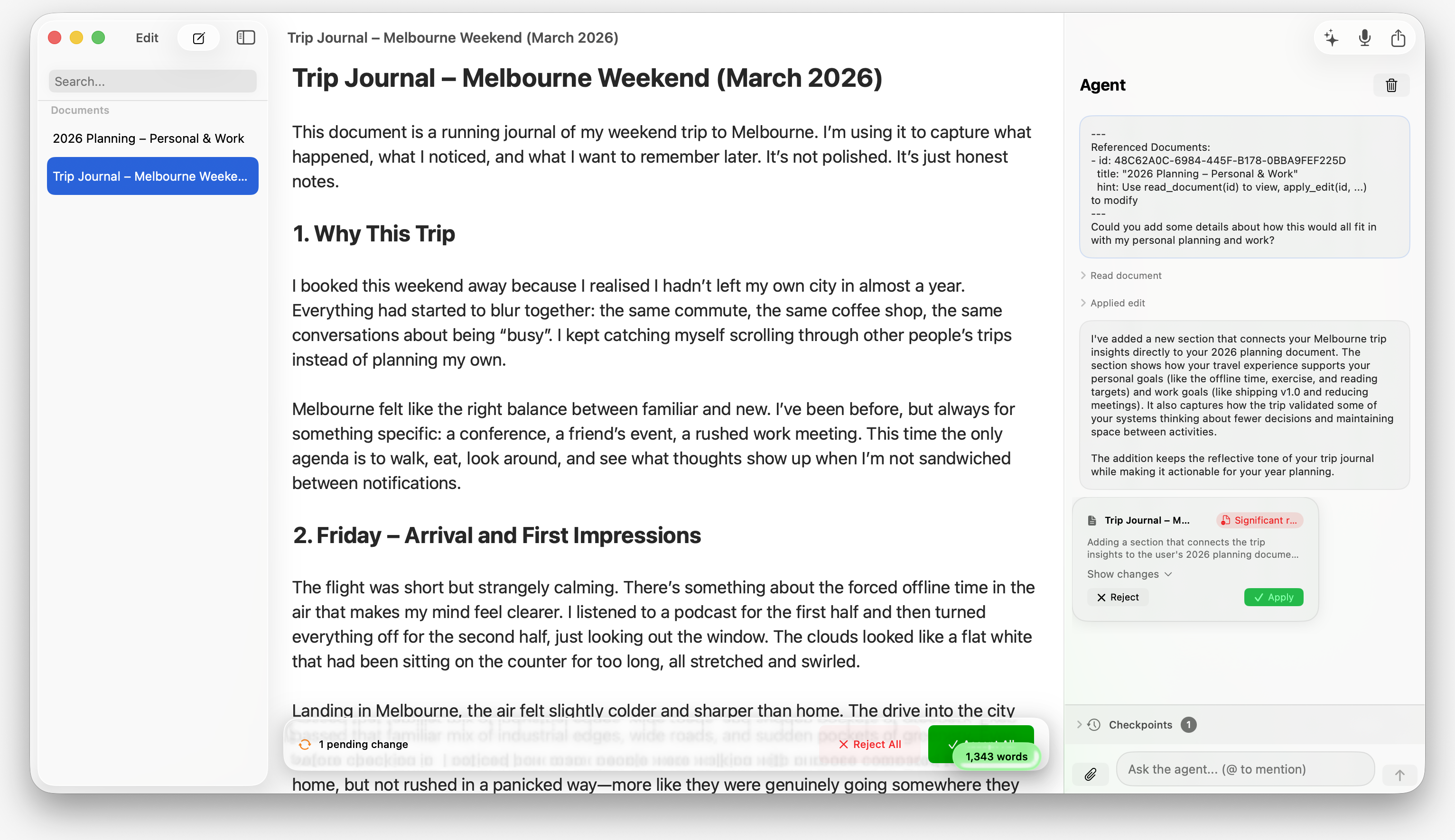 Scribe with Agent — AI-powered contextual writing assistance